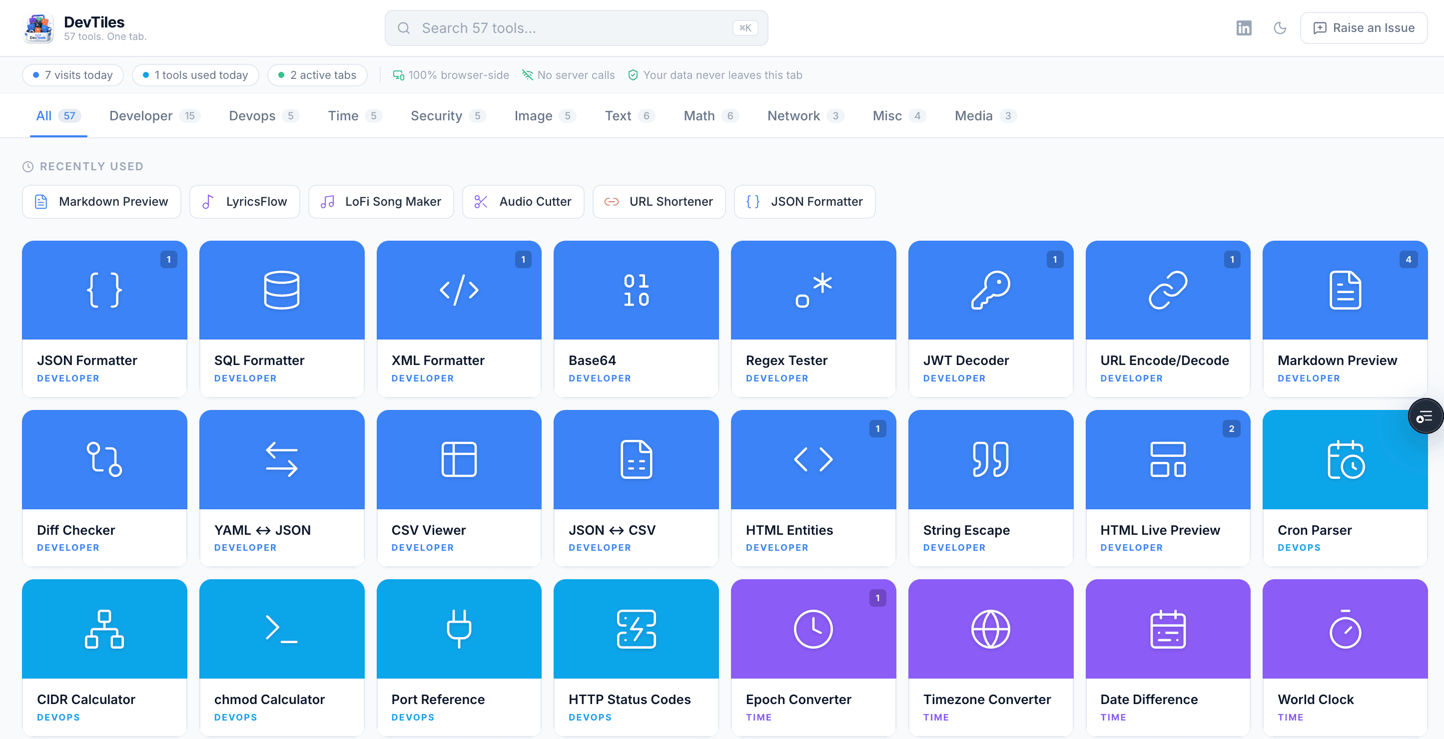 DevTiles screenshot